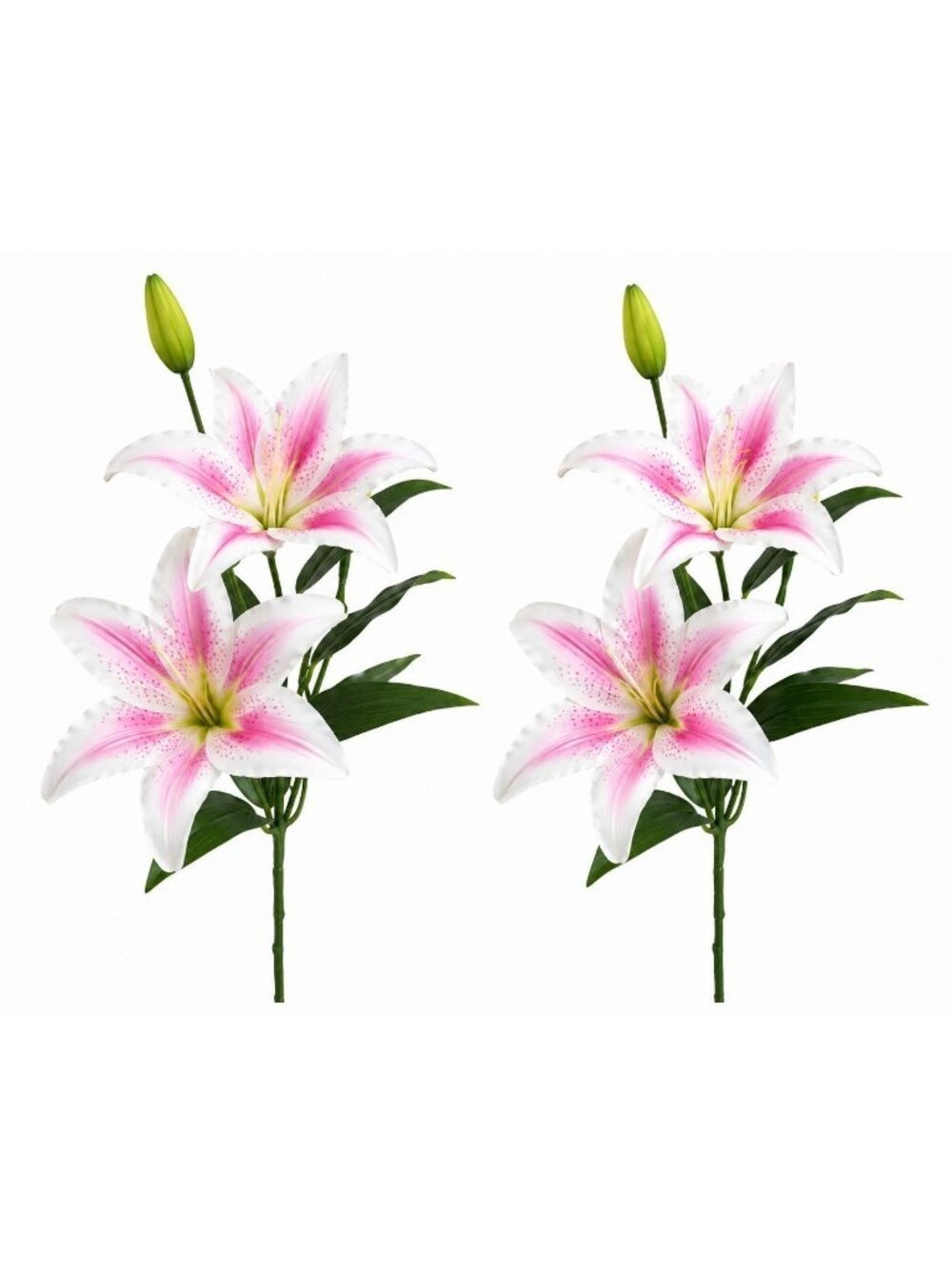 Real Touch Blush Pink Stargazer Lily Stems Set of 2 Artificial Lily Flowers